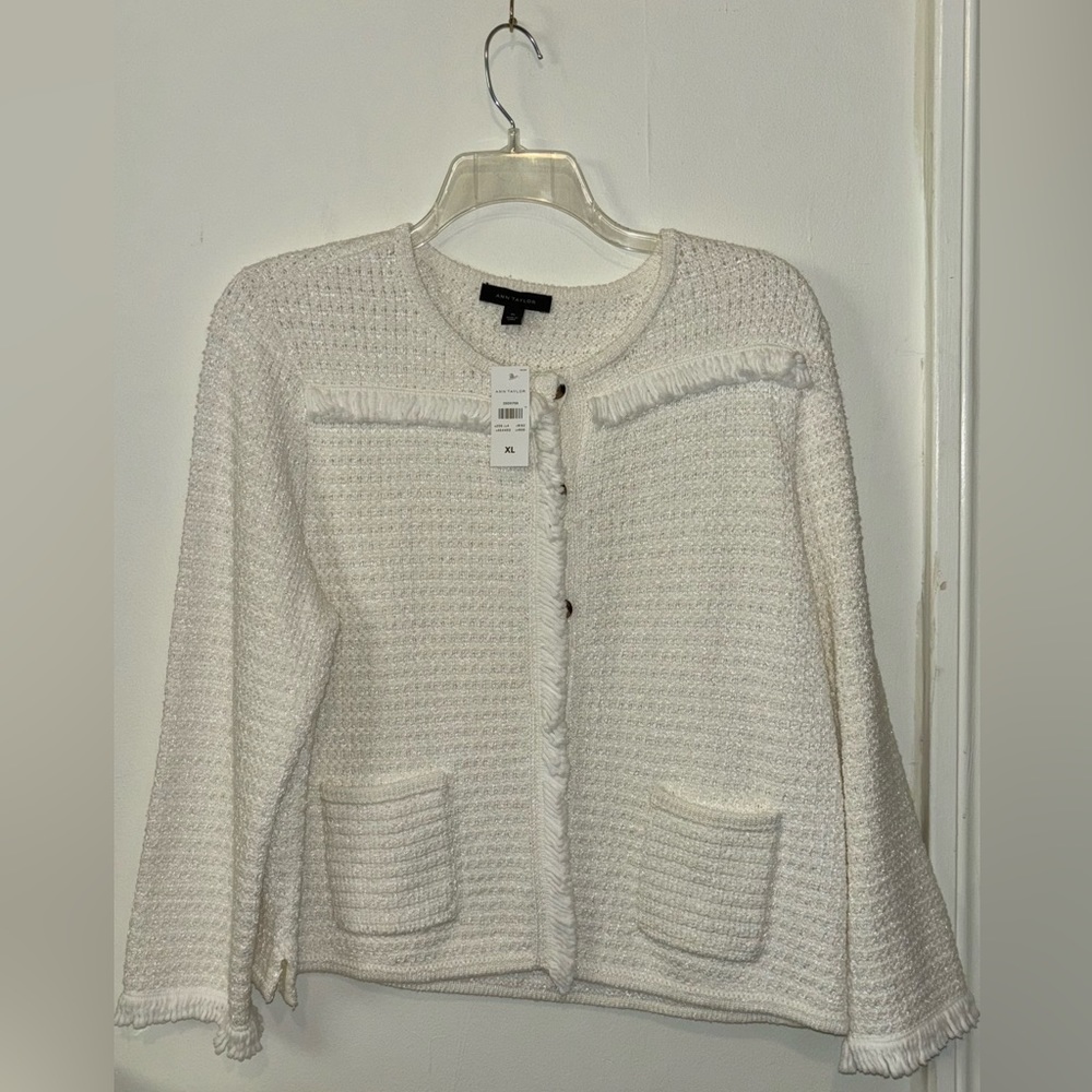 Ann Taylor Cream Textured Blazer